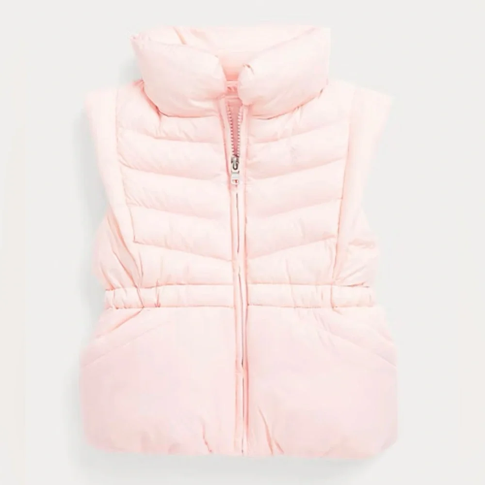 Polo Ralph Lauren Girls Pink Ruffled Adjustable Puffer Jacket & Vest - Size 6